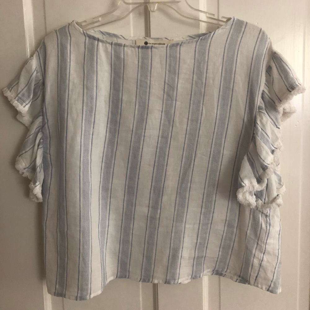 White and blue top